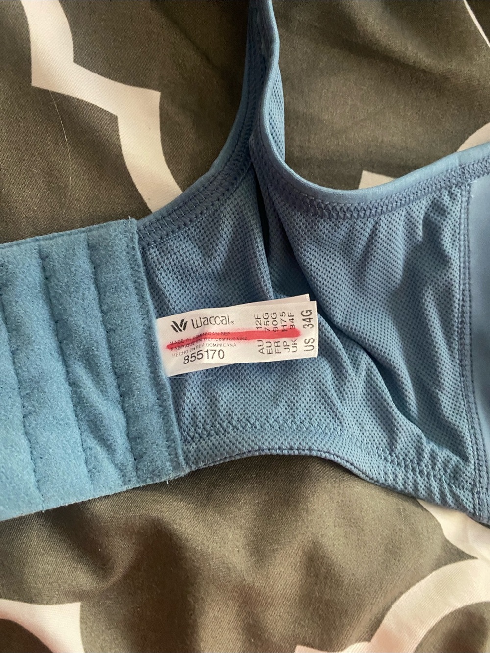 TWO Wacoal Sports Bras: Light Gray with Teal Trim and Gray-Blue. Both brand new! - Picture 5 of 5